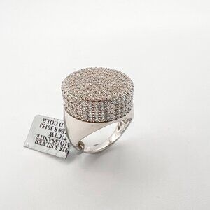 925 Sterling Sliver Moissanite Designer Circle Elevated Ring, 3.77ctw VVS Stones